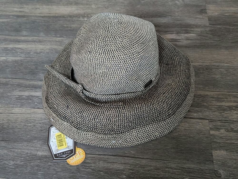 NEW! Sun N Sand Brown Woven Packable Floppy Roll Brim Sun Hat Vacation One-size